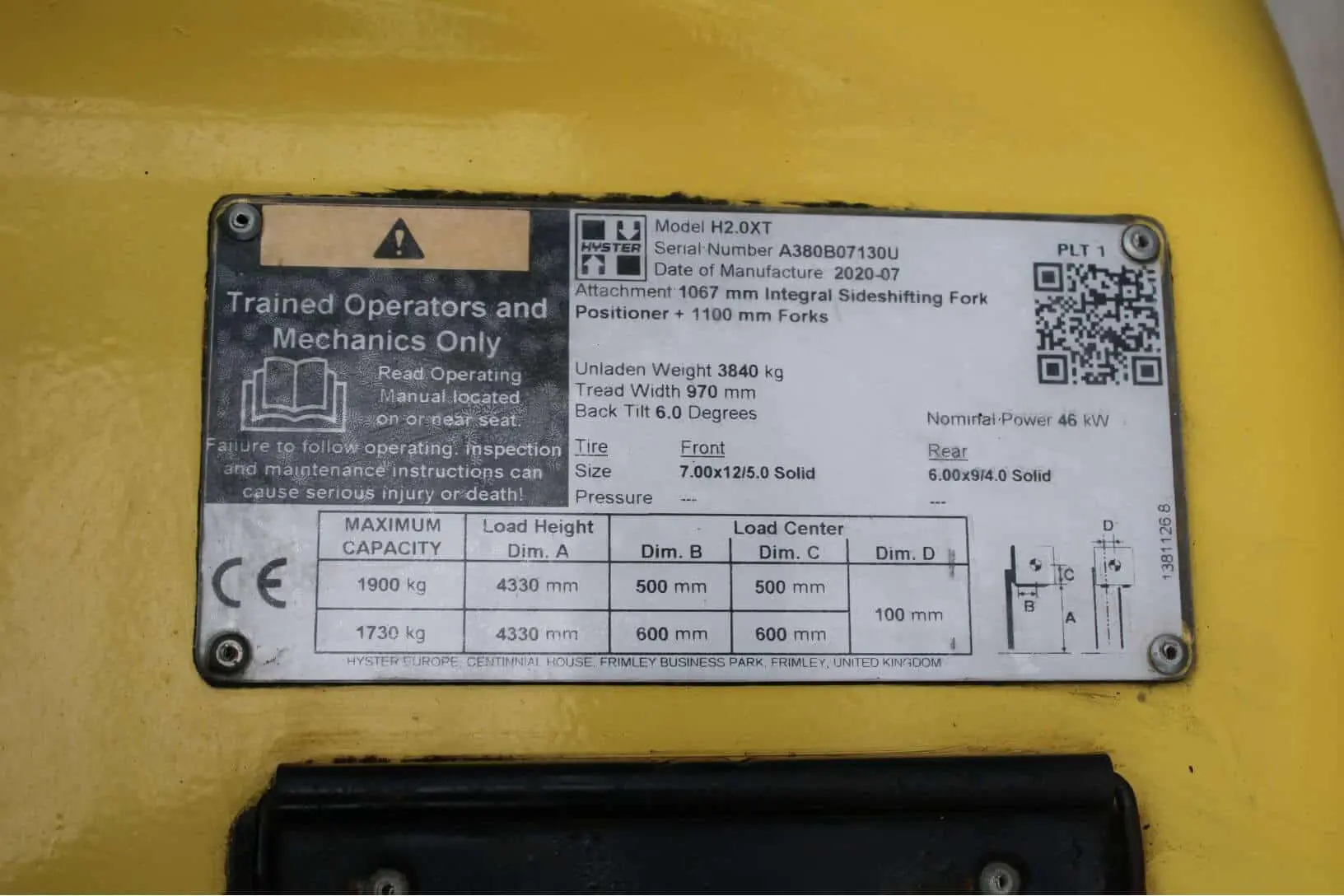 Hyster H2.0XT A380B07130U-9